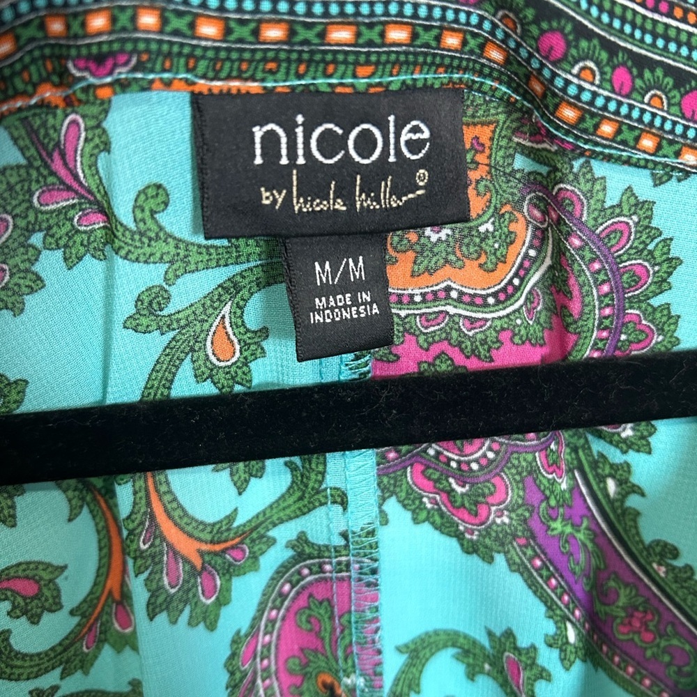 Nicole Teal and Pink Paisley Blouse - Picture 2 of 3